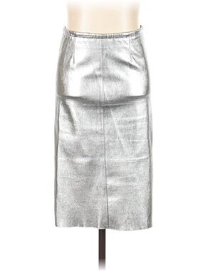 Zadig & Voltaire Jaden Silver Leather Skirt in a metallic finish